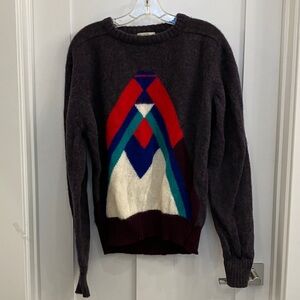 Cattivo 100% Wool Purplish Blue Sweater with Geometric design